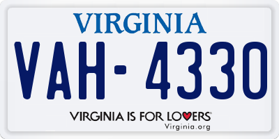 VA license plate VAH4330