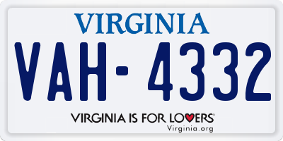 VA license plate VAH4332