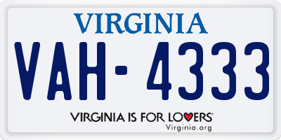 VA license plate VAH4333