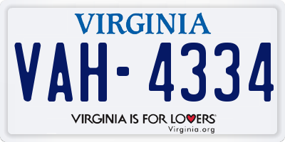VA license plate VAH4334