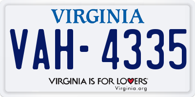 VA license plate VAH4335