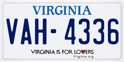 VA license plate VAH4336