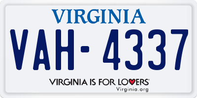 VA license plate VAH4337