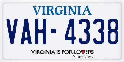 VA license plate VAH4338