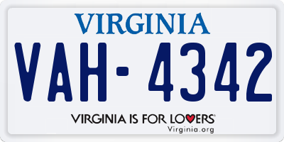 VA license plate VAH4342