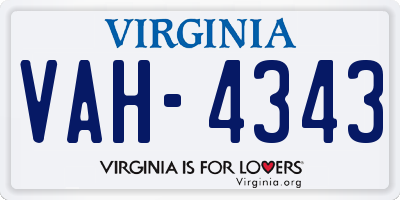 VA license plate VAH4343