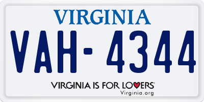 VA license plate VAH4344