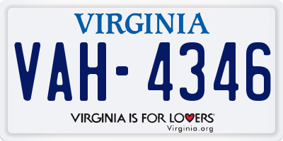 VA license plate VAH4346