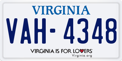 VA license plate VAH4348