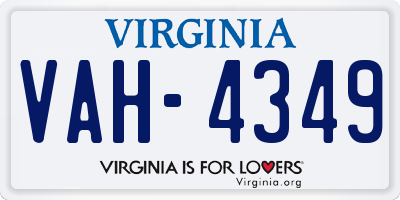 VA license plate VAH4349