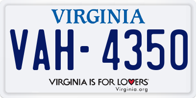 VA license plate VAH4350