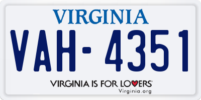 VA license plate VAH4351
