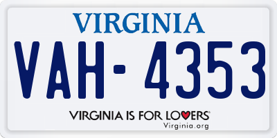 VA license plate VAH4353