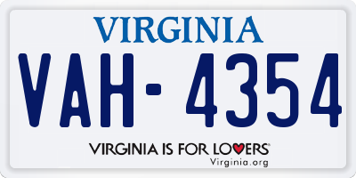 VA license plate VAH4354