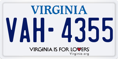 VA license plate VAH4355
