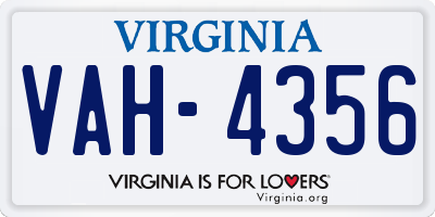 VA license plate VAH4356