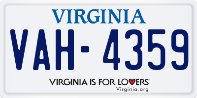 VA license plate VAH4359