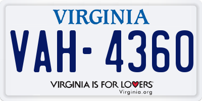 VA license plate VAH4360