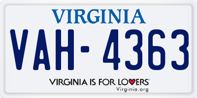 VA license plate VAH4363