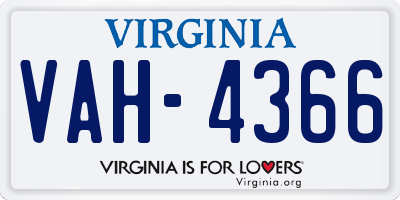 VA license plate VAH4366