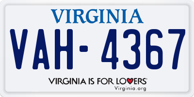 VA license plate VAH4367
