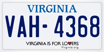 VA license plate VAH4368