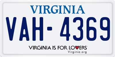 VA license plate VAH4369
