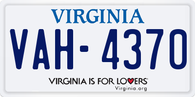 VA license plate VAH4370