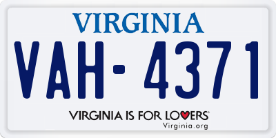VA license plate VAH4371