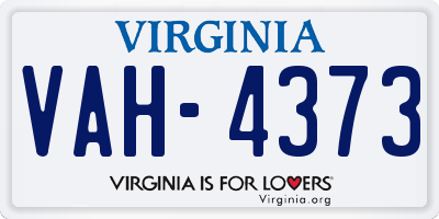 VA license plate VAH4373