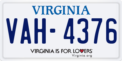 VA license plate VAH4376