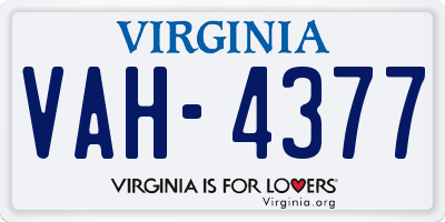 VA license plate VAH4377