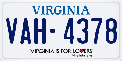 VA license plate VAH4378