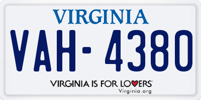 VA license plate VAH4380