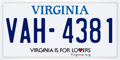 VA license plate VAH4381