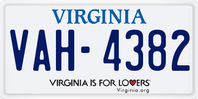 VA license plate VAH4382