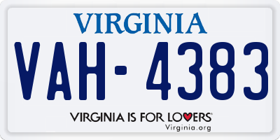 VA license plate VAH4383