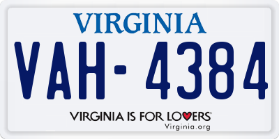 VA license plate VAH4384