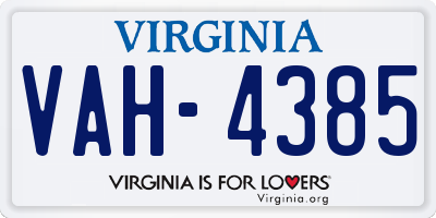 VA license plate VAH4385