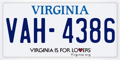 VA license plate VAH4386