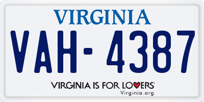VA license plate VAH4387
