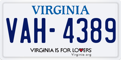 VA license plate VAH4389