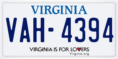 VA license plate VAH4394