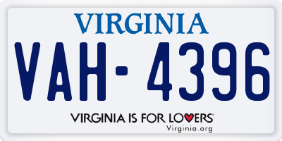 VA license plate VAH4396