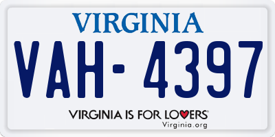 VA license plate VAH4397