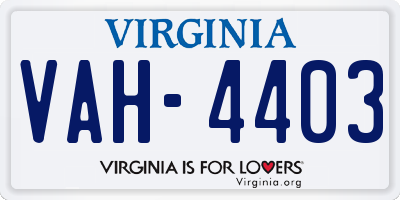 VA license plate VAH4403