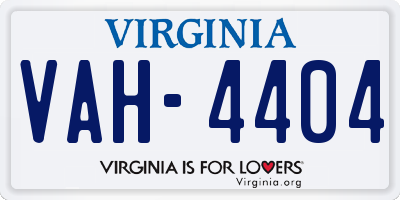 VA license plate VAH4404