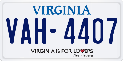 VA license plate VAH4407