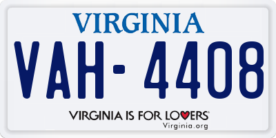 VA license plate VAH4408