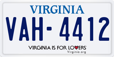 VA license plate VAH4412